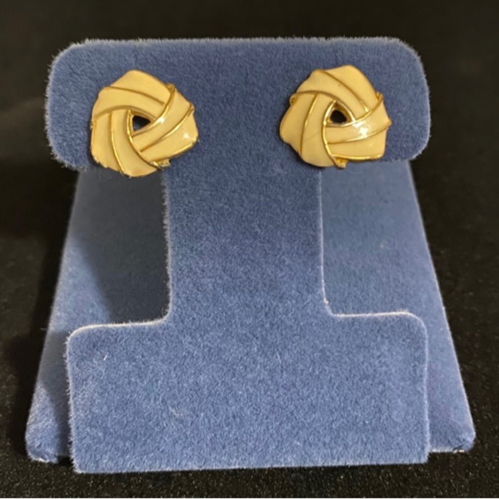 White post back earrings